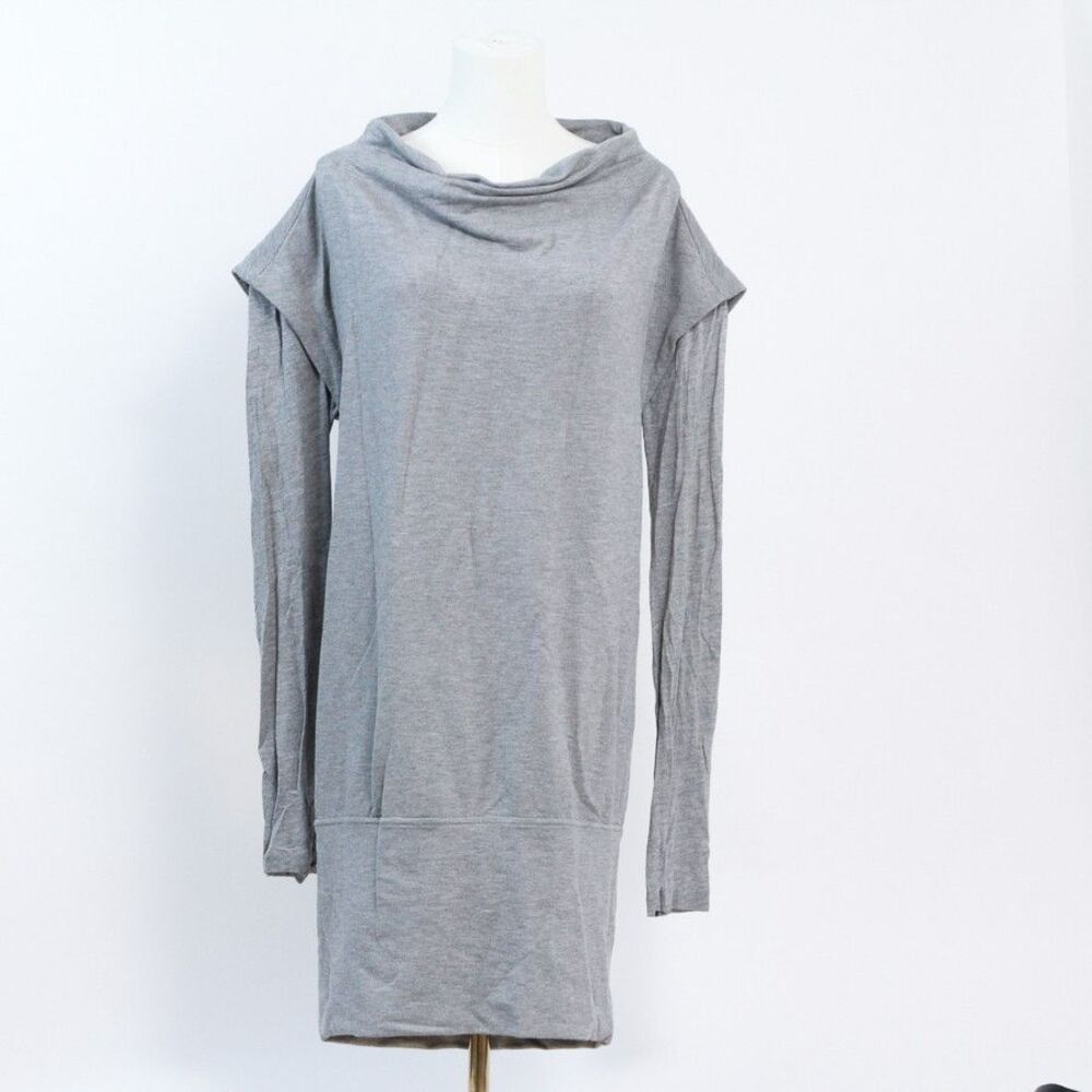 Diane Von Furstenberg Financier Sweatshirt Gray Long Sleeve Cowl Dress, Small